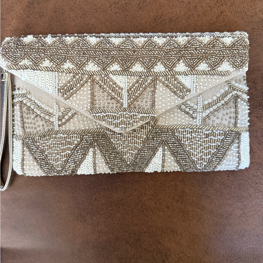 Elegant Beige and White Clutch